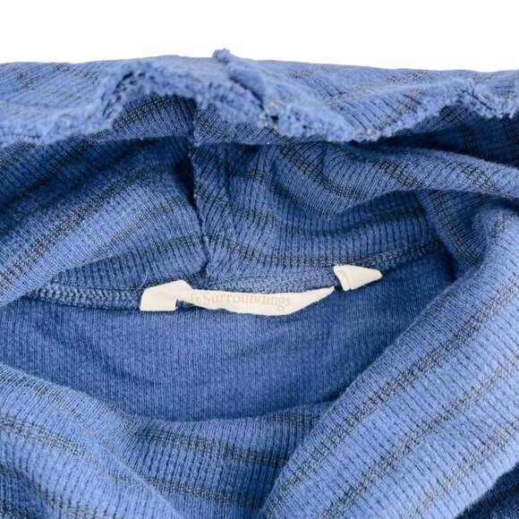 Blue Surroundings Womens Medium Ribbed Knit Cowl Neck Pullover Top With Pocket - Picture 2 of 6